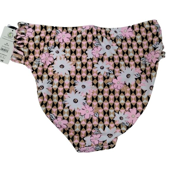 No Boundaries Junior Girls XL Daisy Floral High Waist Lattice Side Bikini Bottom - Picture 6 of 7